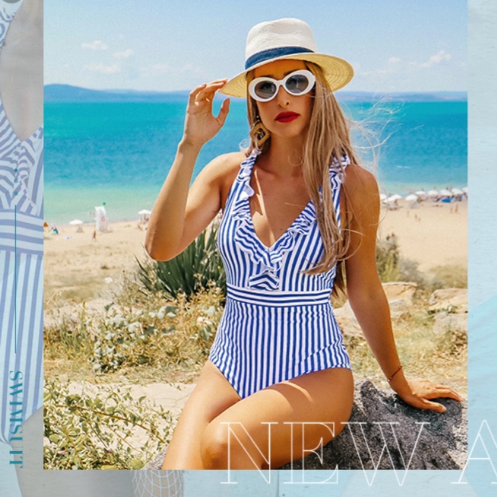 Cupshe Ruffed stripe one piece swim - Picture 7 of 13